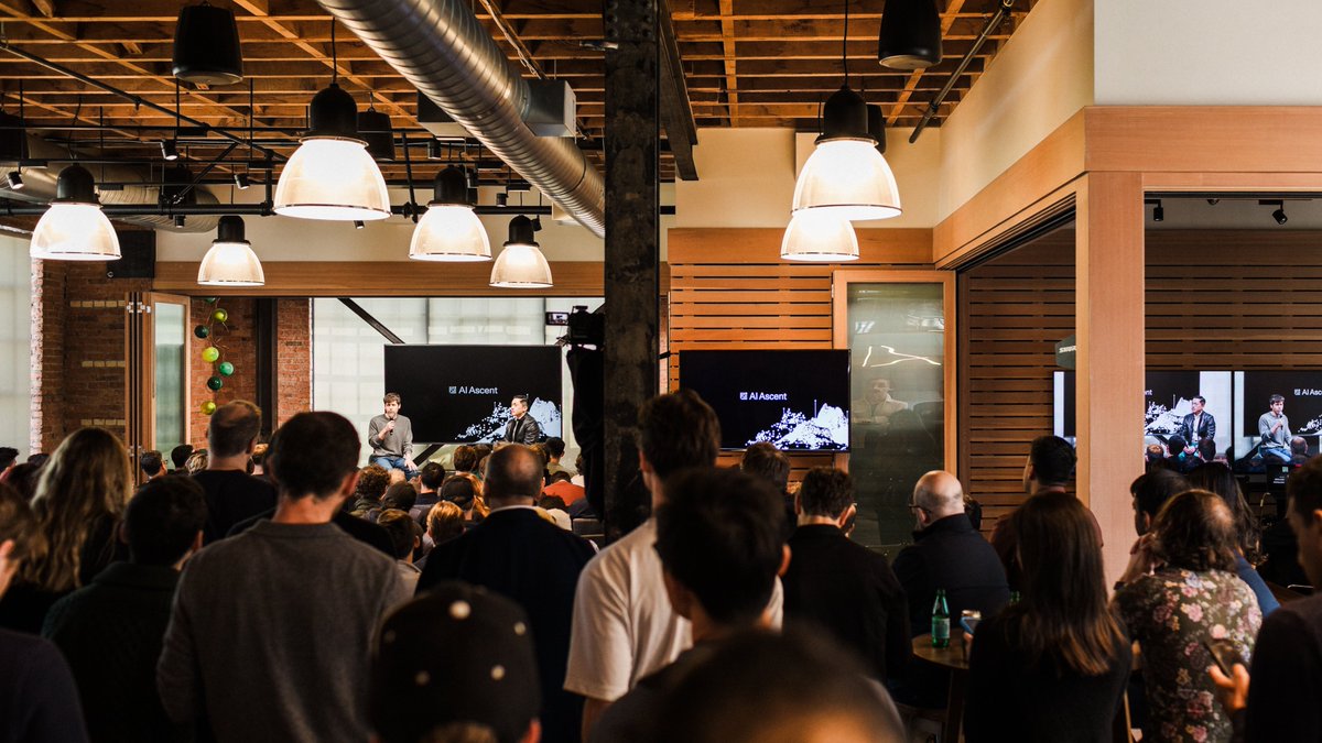 Sonya Huang 🐥 (@sonyatweetybird) on Twitter photo Last week we hosted our 3rd annual <a href="/sequoia/">Sequoia Capital</a> AI Ascent, bringing together 150+ of the top founders and researchers in AI.
Our star-studded speakers dropped hot takes and sparked inspiration for a standing-room-only audience:
- jensen huang on token-generating AI factories as the Last week we hosted our 3rd annual <a href="/sequoia/">Sequoia Capital</a> AI Ascent, bringing together 150+ of the top founders and researchers in AI.
Our star-studded speakers dropped hot takes and sparked inspiration for a standing-room-only audience:
- jensen huang on token-generating AI factories as the