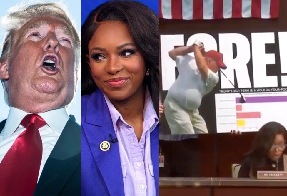 OccupyDemocrats's tweet image. BREAKING: Democratic star Congresswoman Jasmine Crockett enrages MAGA world by unveiling a new "game" called "Trump or trans" during a hearing to prove her point about who's really hurting American families.

The funniest part was when she unveiled her prop...

"I want to play a