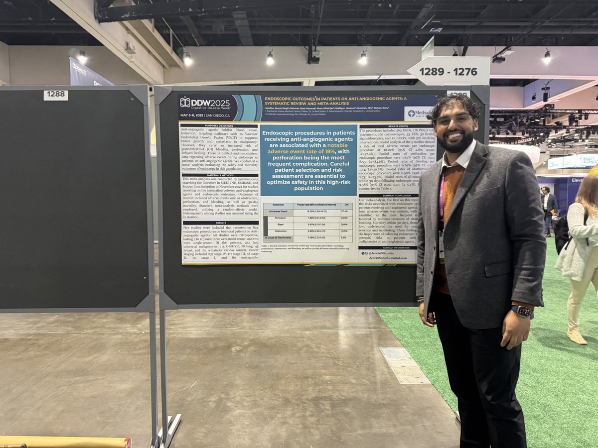 Jeevin Singh Sandhu (@jeevinssandhu) on Twitter photo Very excited for the opportunity to present our study on endoscopic outcomes in patients on anti-antigenic agents with <a href="/BabuPMohan2/">Babu P. Mohan</a>. The first to quantify these risks with the hope to guide safer clinical-decision making.
Always a pleasure to be at <a href="/DDWMeeting/">Digestive Disease Week</a> Very excited for the opportunity to present our study on endoscopic outcomes in patients on anti-antigenic agents with <a href="/BabuPMohan2/">Babu P. Mohan</a>. The first to quantify these risks with the hope to guide safer clinical-decision making.
Always a pleasure to be at <a href="/DDWMeeting/">Digestive Disease Week</a>