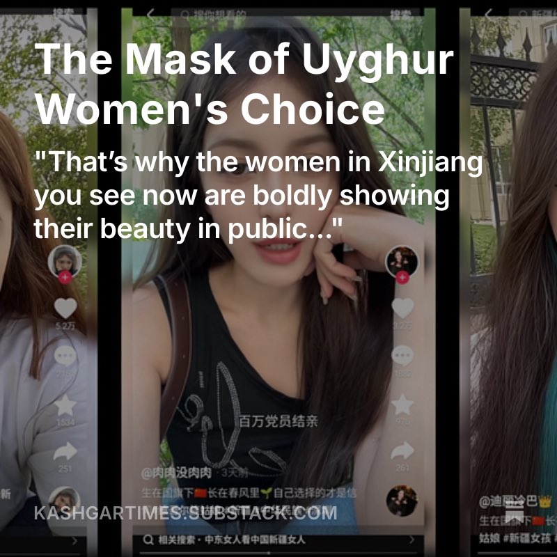 📢 NEW ARTICLE ALERT: “The Mask of Choice: Unveiling China’s Forced Assimilation of Uyghur Women”

Behind Douyin videos lies a brutal crackdown on religious freedom. Learn the truth.

Read 🔗 kashgartimes.substack.com/p/the-mask-of-…