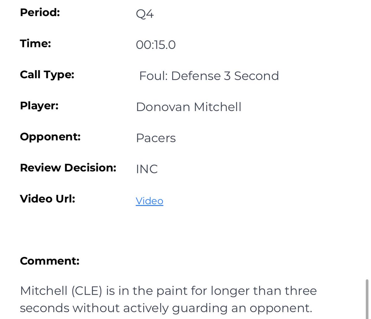 RealDCunningham's tweet image. The NBA’s Last 2 Minute Report from Game 2 between the #Cavs and the Pacers has been released. 

There were three incorrect no calls, two lane violations on Indiana free throws that resulted in offensive rebounds and an uncalled Defensive 3 Seconds on Donovan Mitchell.
