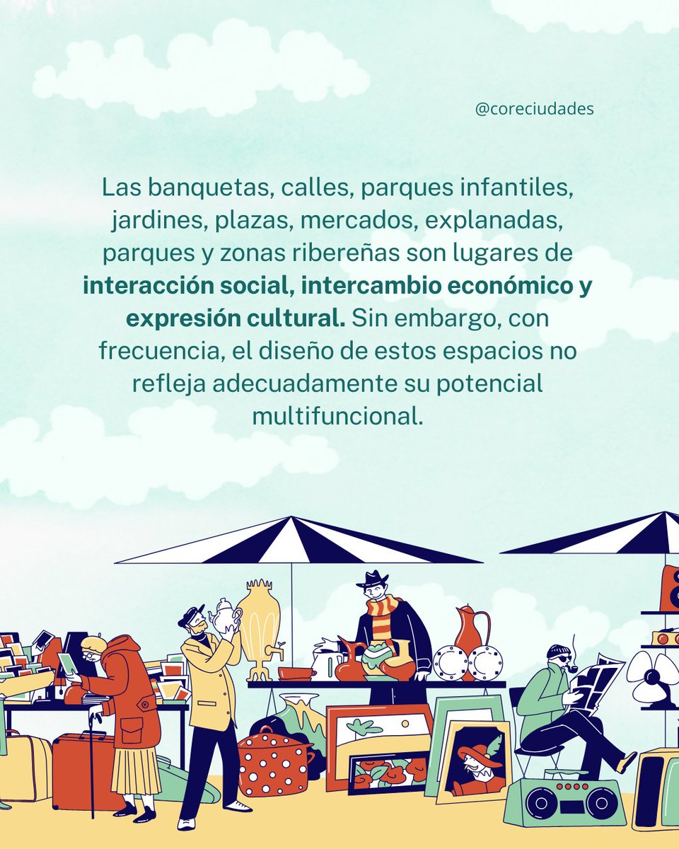 CoReCiudades's tweet photo. 🏙️ ¿Cómo deberían ser los espacios públicos en nuestras ciudades? No basta con que existan: deben incluirnos a todos, adaptarse a diferentes usos, fomentar la movilidad activa 🚶‍♀️🚴‍♂️ y ser parte de la solución climática https://t.co/PvV5TnSjRD