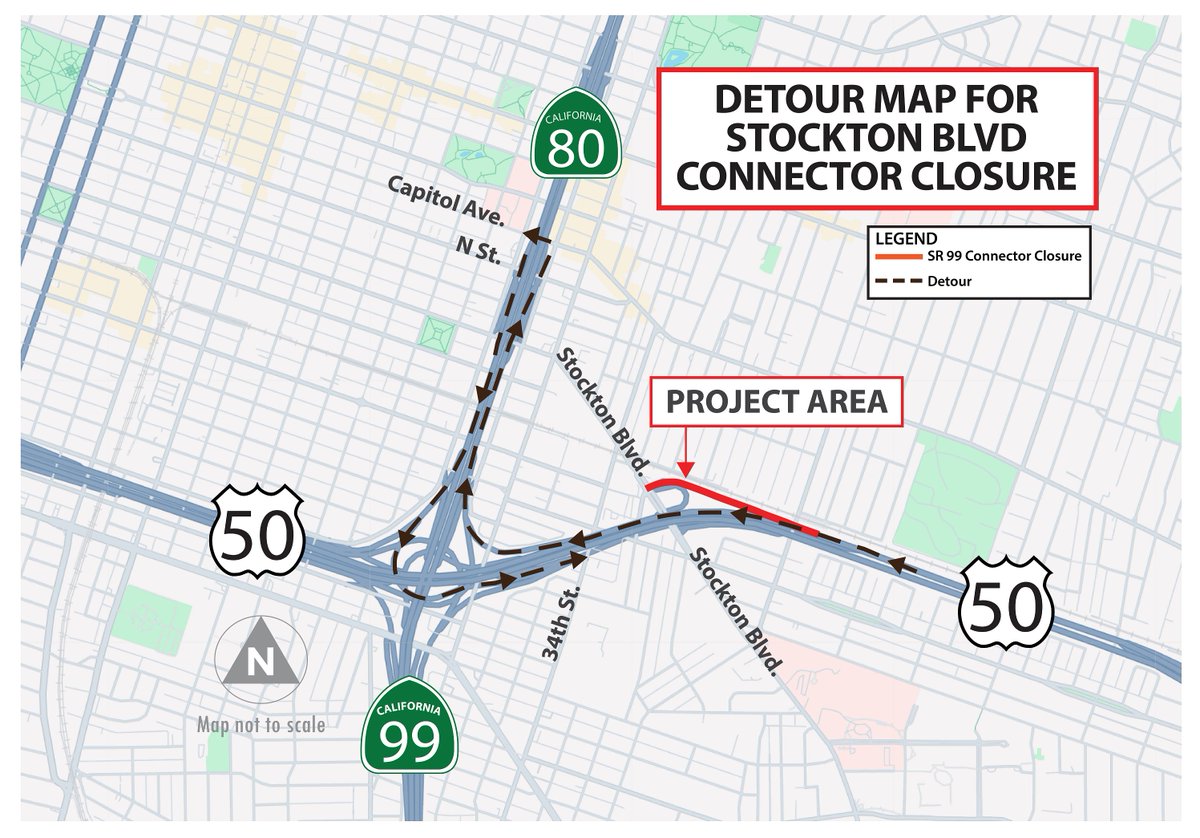 CaltransDist3's tweet photo. 👷🏼🚧 May 7, 2025. Heads up Sacramento! The U.S. 50 Multimodal Corridor Enhancement “Fix50” Project continues with a 55-hour closure at Stockton Blvd off-ramp (Exit 7) from WB US 50 this weekend. https://t.co/7lOoonC9nH
#KnowBeforeYouGo #SlowfortheConeZone #speedlimit55 https://t.co/3mSxbLHsFp