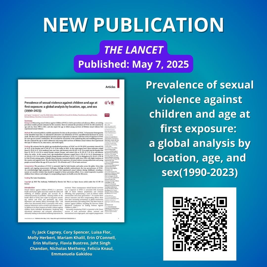 Felicia Knaul (@feliciaknaul) on Twitter photo 🆕Globally, nearly one out of five women and one out of seven men aged 20 and older have faced sexual violence as a child. The world is clearly failing to end this widespread human rights and public health issue. Read our study, published in <a href="/TheLancet/">The Lancet</a>
🔗thelancet.com/journals/lance… 🆕Globally, nearly one out of five women and one out of seven men aged 20 and older have faced sexual violence as a child. The world is clearly failing to end this widespread human rights and public health issue. Read our study, published in <a href="/TheLancet/">The Lancet</a>
🔗thelancet.com/journals/lance…