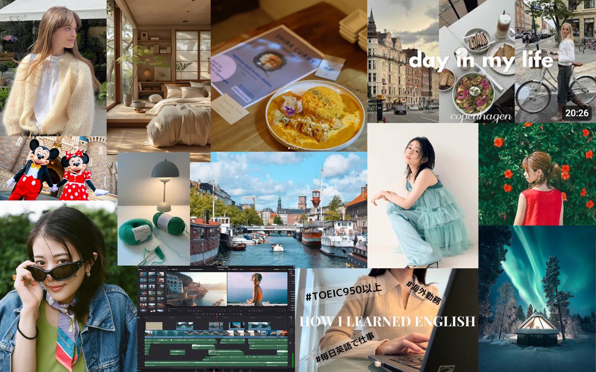 私のビジョンボード！

30歳の目標は、高畑充希ちゃんみたいなハイセンスお姉さんになること😎

webライティング、動画編集、英語、に力入れて、カレーや編み物などの趣味を楽しむ🧶

PCのスクリーンセーバーに設定したら毎日目に入るからテンション上がってよい…🌸