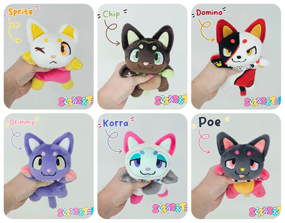 🐾A look at the Scrap Kitties that will be available at FWA! 

Scrap kitties are one of a kind, include a Club Scragster membership card and a cute little kandi collar! ❤️ 

🛍They will be 95 + tax at our table in the Dealer's Den (Table E7)!