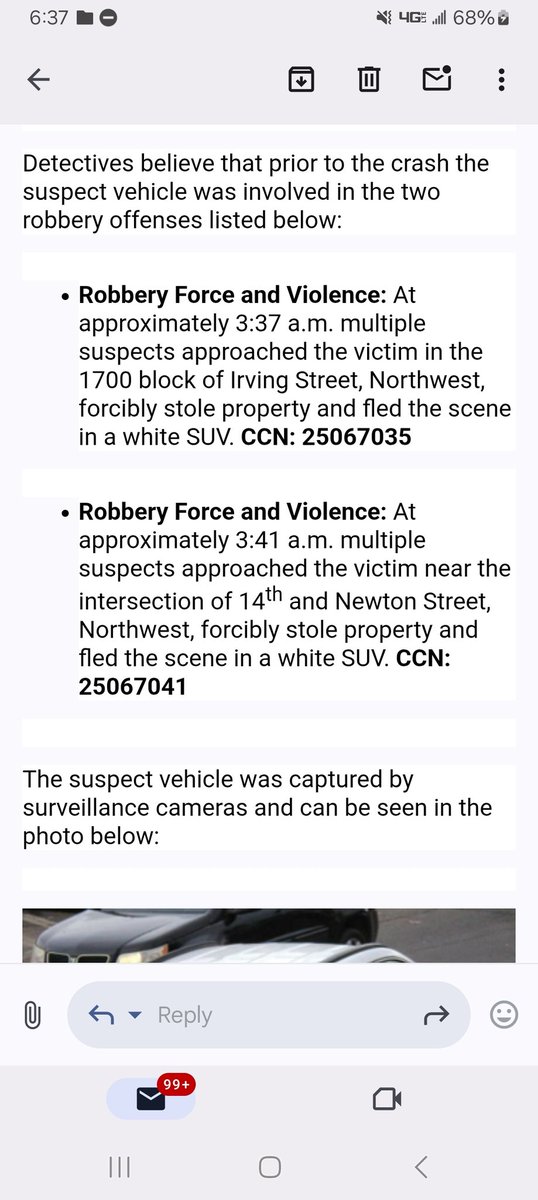 MPD has confirmed my report that the individual who struck and killed a pedestrian was not only involved in a robbery on Irving St. but also a second robbery this morning on Newton St.