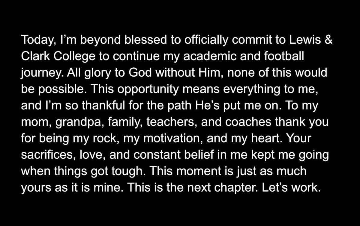Jovon Cooper (@jovoncooper) on Twitter photo Keep the main thing the main thing #committed #rollpios
<a href="/Manny__James/">Manny James</a> <a href="/TopDawgTraining/">Anthony Wright</a> <a href="/DanielDoTran/">Daniel Do-Tran</a> <a href="/CoachHultquist/">Coach H</a> <a href="/LCPiosFB/">Lewis & Clark Football</a> Keep the main thing the main thing #committed #rollpios
<a href="/Manny__James/">Manny James</a> <a href="/TopDawgTraining/">Anthony Wright</a> <a href="/DanielDoTran/">Daniel Do-Tran</a> <a href="/CoachHultquist/">Coach H</a> <a href="/LCPiosFB/">Lewis & Clark Football</a>