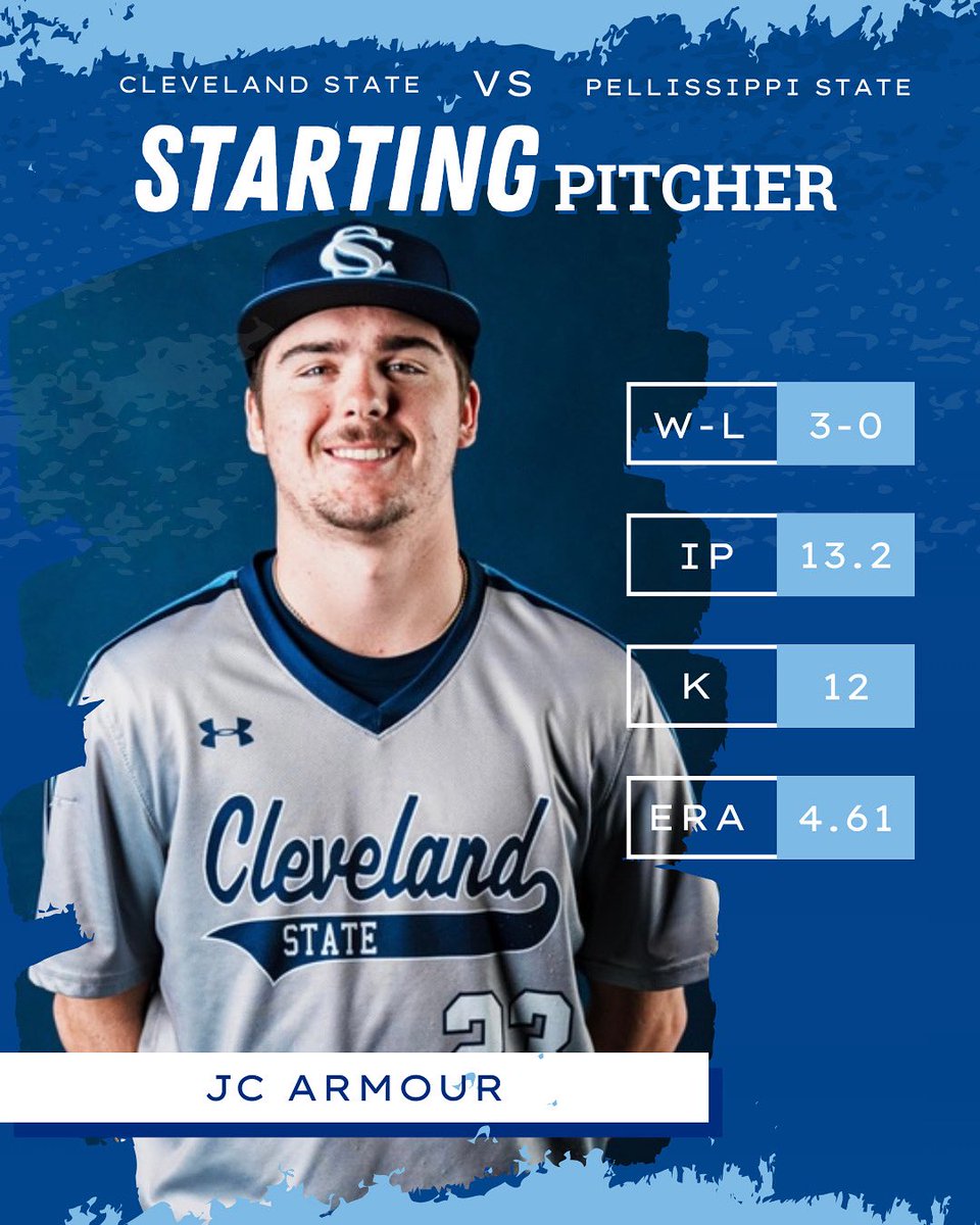Cleveland State ⚾️ (@cscc_bsb) on Twitter photo Starting pitcher for tonight’s game against Pellissippi State is JC Armour!
<a href="/CS_Athletics/">Cleveland State Cougars</a>
#ClevelandStateBaseball Starting pitcher for tonight’s game against Pellissippi State is JC Armour!
<a href="/CS_Athletics/">Cleveland State Cougars</a>
#ClevelandStateBaseball