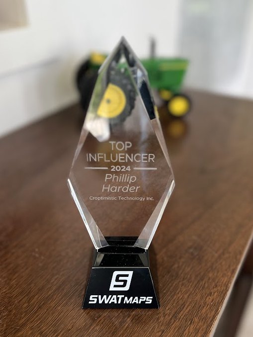 Was surprised to be recognized earlier this year as "Top Influencer" with <a href="/swatmaps/">SWAT MAPS</a>. Influencer is an interesting term and presumes people listen to what I communicate😉Regardless I appreciate that my interactions on and offline with the ag community are valued!