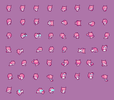 AstropodsGame's tweet photo. I actually like kit design and game balancing more, but making sprites is a very cool part of the job too!

Here are Hemi's sprites, alongside her hammer attacks! 

Sorry there's a lot of space in between, they both need it.

#indiegame #gamedev #pixelart https://t.co/8B2ZgMaPRW