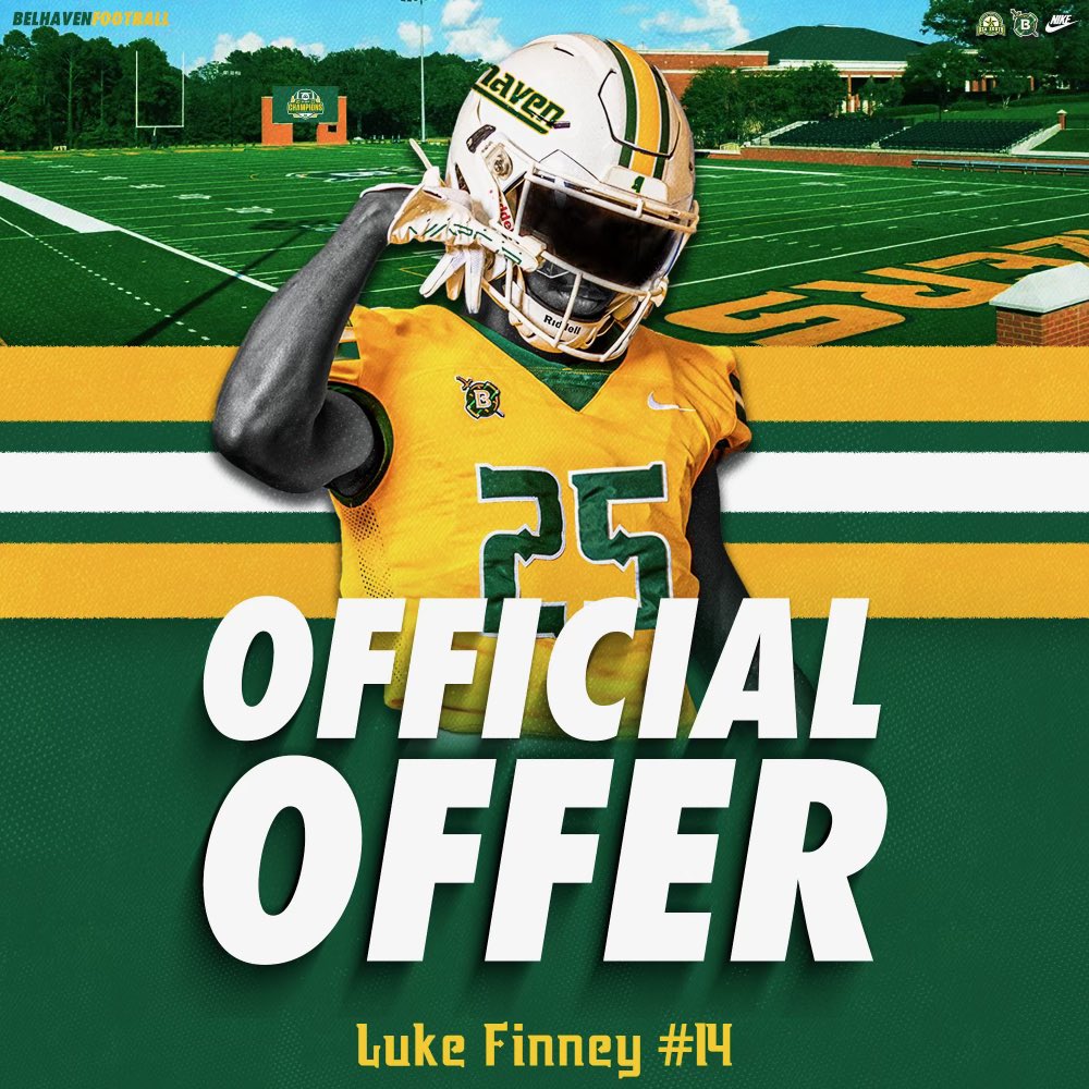 Luke Finney (@lukefinney14) on Twitter photo Blessed to receive an offer from <a href="/BelhavenFB/">Belhaven Football</a> <a href="/CoachTySharkNix/">Ty Nix</a>
<a href="/Coach_CDN2/">CJ Nightingale</a> <a href="/CoachHerry/">Andrew Herrington</a> <a href="/CoachHam86/">Trent Hammond</a> <a href="/TCPSAthletics/">TCPS Athletics</a> Blessed to receive an offer from <a href="/BelhavenFB/">Belhaven Football</a> <a href="/CoachTySharkNix/">Ty Nix</a>
<a href="/Coach_CDN2/">CJ Nightingale</a> <a href="/CoachHerry/">Andrew Herrington</a> <a href="/CoachHam86/">Trent Hammond</a> <a href="/TCPSAthletics/">TCPS Athletics</a>