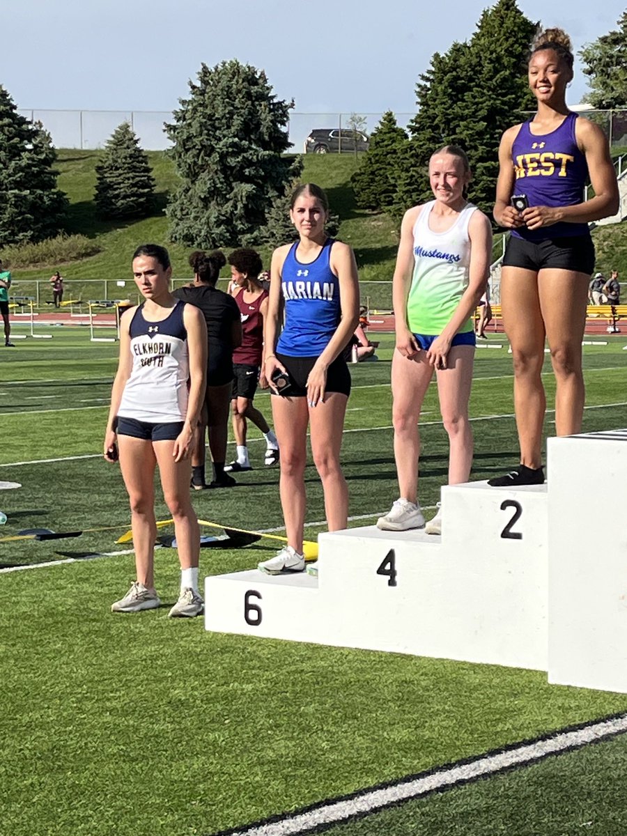 All 3 of our 300 Hurdlers (Eva Coffey, Evalyn Runco) PR at the Metro Meet. Maddie Molczyk runs out of her mind and snags a 6th place!