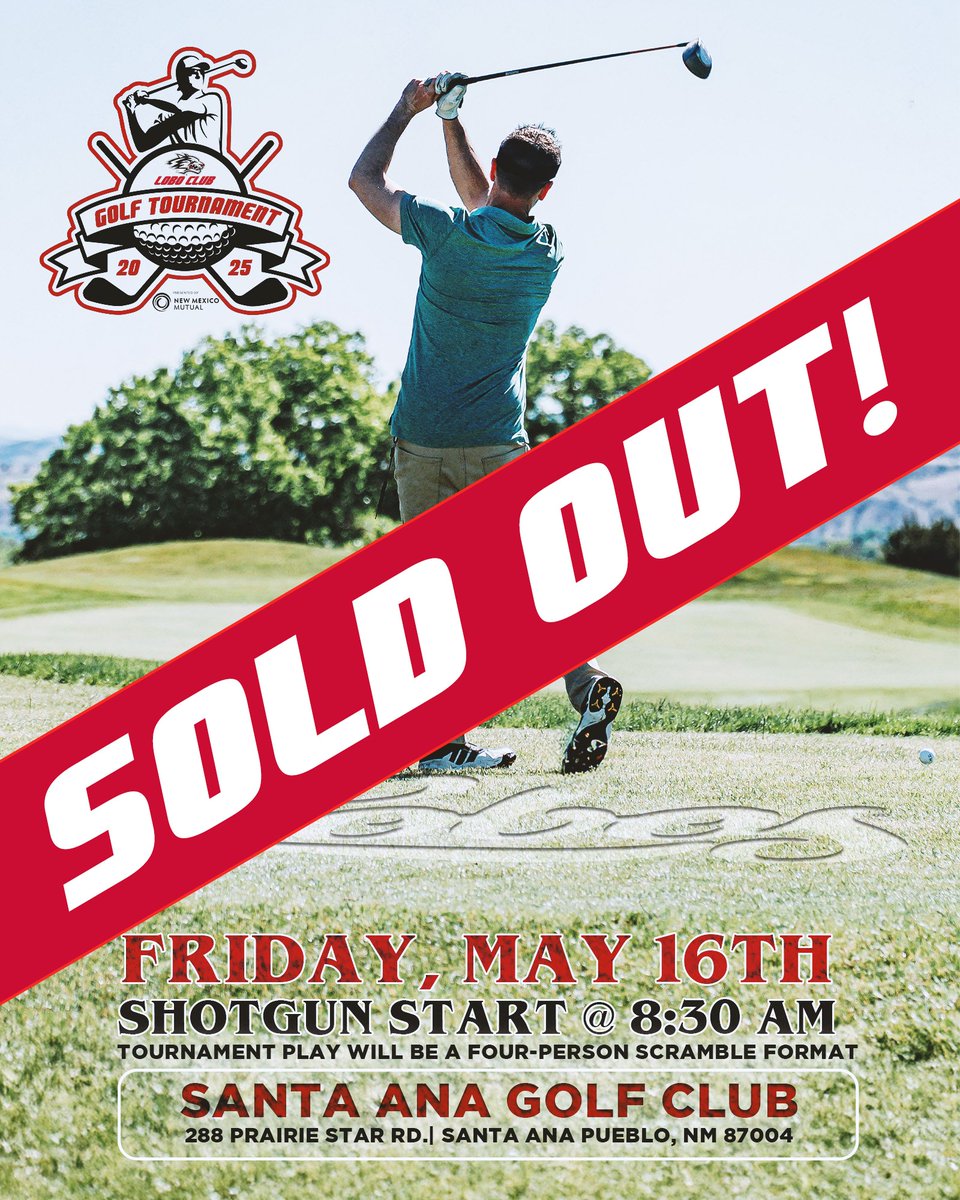 ⛳️OFFICIALLY SOLD OUT⛳️

Thanks to your incredible support, every spot is filled in the 2025 Lobo Club Golf Tournament!

We can’t wait to welcome everyone out on the course for a fantastic day of golf in support of Lobo student-athletes!

#GoLobos