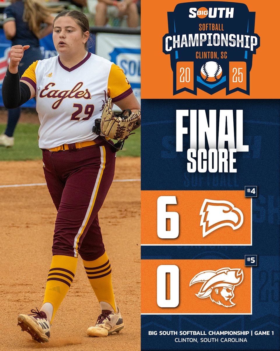 Big South Conference (@bigsouthsports) on Twitter photo EAGLES TAKE FLIGHT 🦅
Megan Powell delivers a complete-game shutout as #4 <a href="/Winthropsoftbal/">Winthrop Softball</a> advances to the winners bracket!
#BigSouthSB EAGLES TAKE FLIGHT 🦅
Megan Powell delivers a complete-game shutout as #4 <a href="/Winthropsoftbal/">Winthrop Softball</a> advances to the winners bracket!
#BigSouthSB