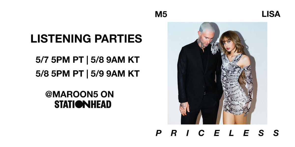 LLOUD (@wearelloud) on Twitter photo Join us for a Priceless listening party on <a href="/STATIONHEAD/">STATIONHEAD</a> !! 💎
maroon5.lnk.to/Stationhead Join us for a Priceless listening party on <a href="/STATIONHEAD/">STATIONHEAD</a> !! 💎
maroon5.lnk.to/Stationhead
