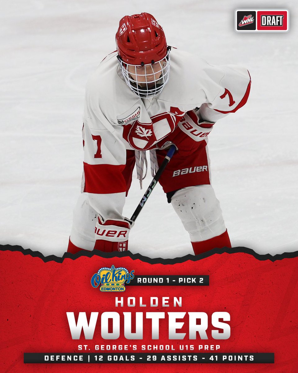 With the second-overall selection in the 2025 WHL Prospects Draft, the <a href="/EdmOilKings/">Edmonton Oil Kings</a> select Holden Wouters from St. George's U15 Prep! #WHLDraft