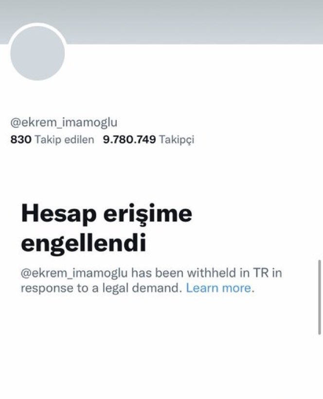 Ekrem İmamoğlu’nun hesabını engellemek nedir? Siz artık muhalefetle değil, Türk milletiyle savaşıyorsunuz! Sansürle, korkuyla, karartmayla bu halkın gözünü kapatamazsınız.
Gerçeklerden kaçış yok!

#imamoğlu
#ErişimEngeli