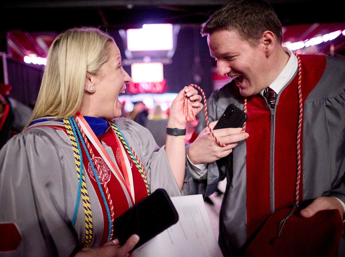 Behind the Scenes at Commencement: A Spirited Rebel in Action Master problem solver and triple alumna Valarie Burke of the Graduate College helps make it happen at graduation. Click here to read more: unlv.edu/news/article/b…