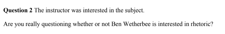 Student eval comment from this term, lol