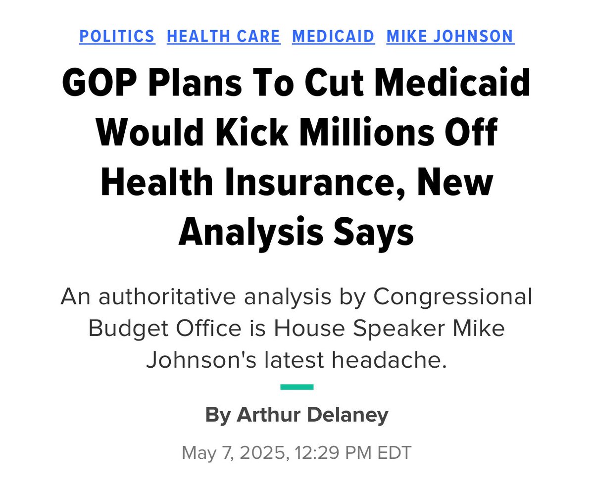 R's: We're going to cut Medicaid.

D's: People will lose their health insurance.

R's: Liars!

CBO: Actually, yeah, people will. A lot of people, in fact. Millions.
