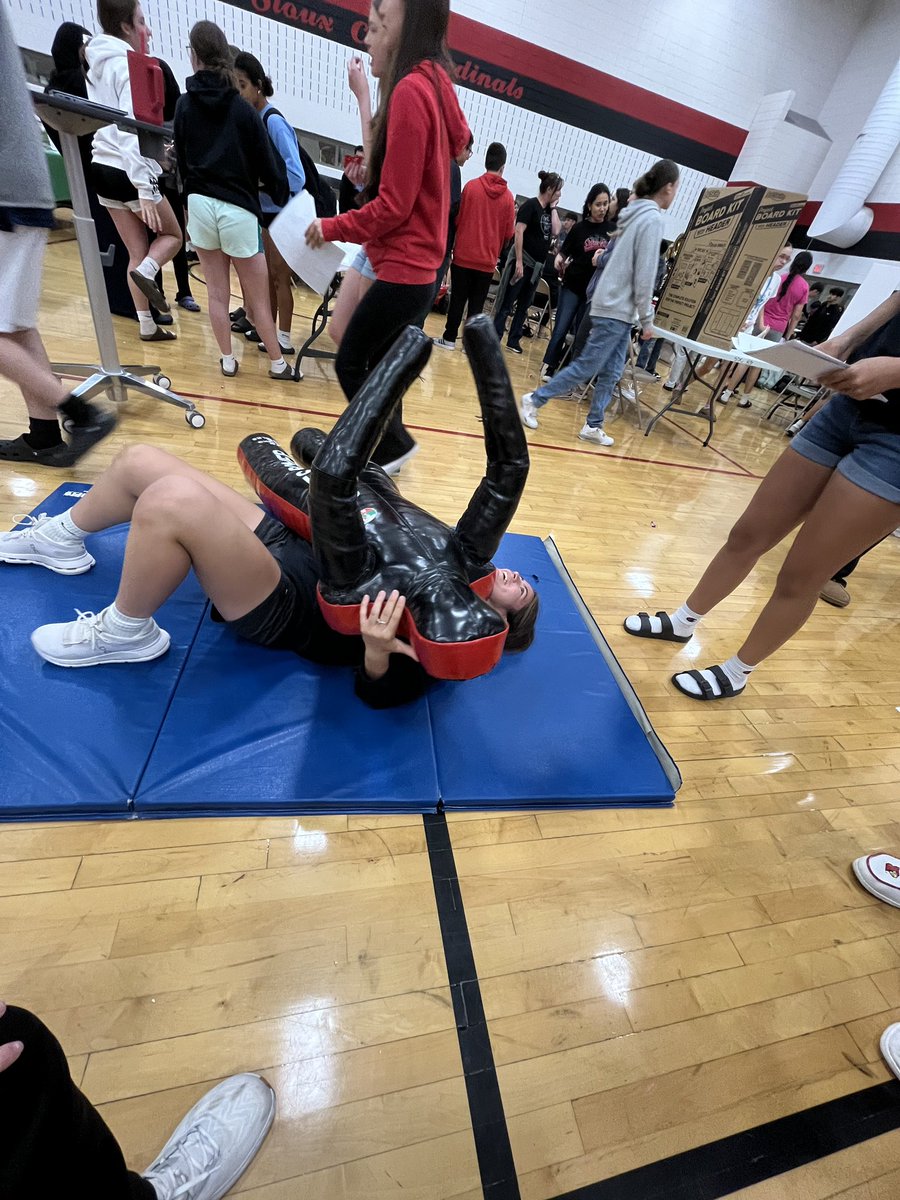 Great day at the 8th grade activity fair. As always, we had our little throwing dummy out trying to pick up some wins. She goes 2-0 on the day with two big pins.
