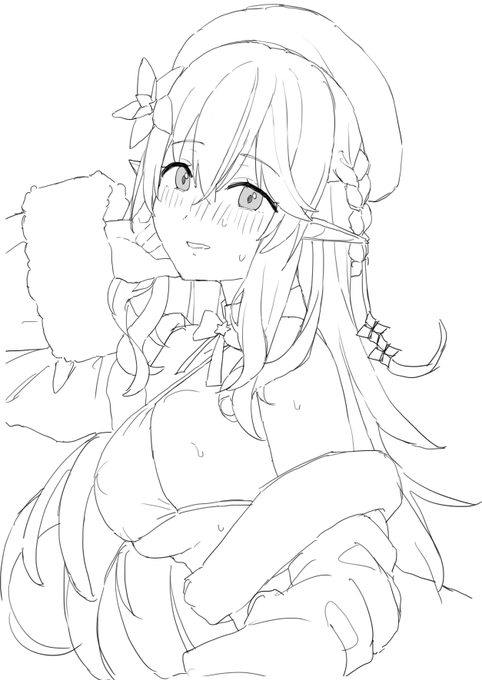 冬コミのとき置かせてもらった色紙の下書きに使った線画です、すぐ消すかも 