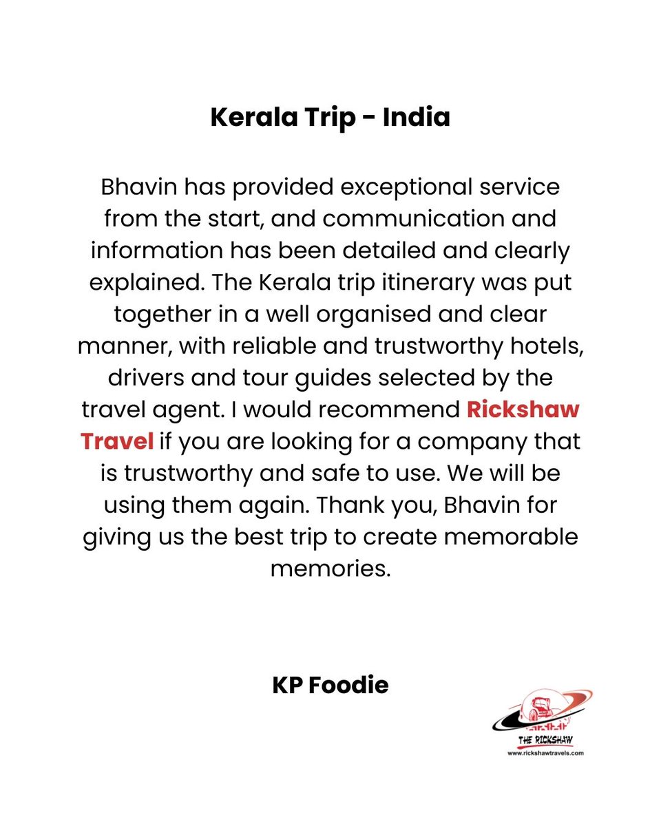 Experience nothing but exceptional service from our expert travel team. 

Looking for a customised itinerary? Email us at sales@rickshawtravels.com and start planning your dream getaway today!

#rickshawtravels #travelagency #CoupleAdventures