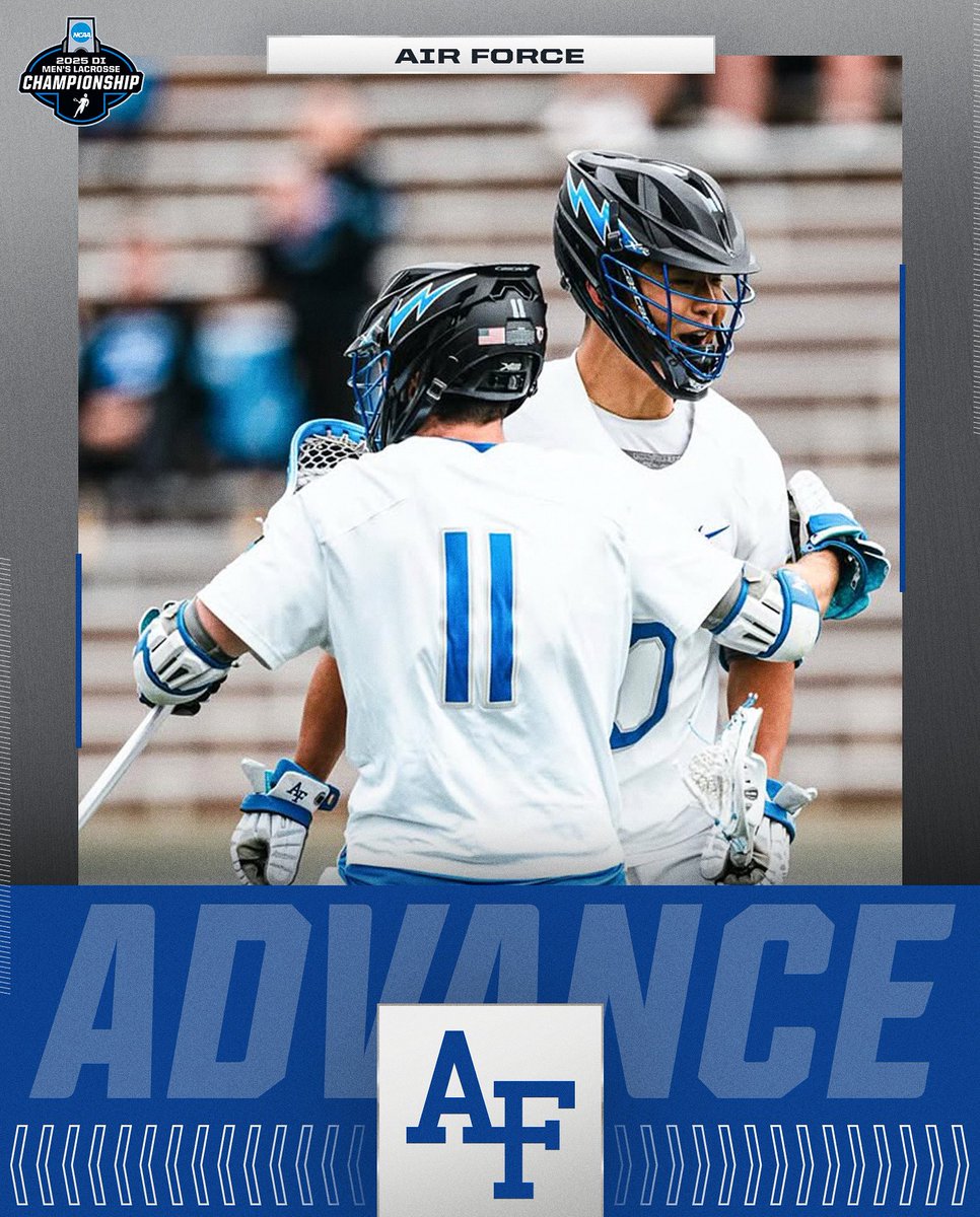 NCAA Lacrosse (@ncaalax) on Twitter photo ONTO THE NEXT π₯
<a href="/AF_Lax/">Air Force Lacrosse</a> defeats Robert Morris 14-9, to advance to the First Round of the 2025 NCAA DI Menβs Lacrosse Tournament.Β
#NCAAMLAX ONTO THE NEXT π₯
<a href="/AF_Lax/">Air Force Lacrosse</a> defeats Robert Morris 14-9, to advance to the First Round of the 2025 NCAA DI Menβs Lacrosse Tournament.Β
#NCAAMLAX