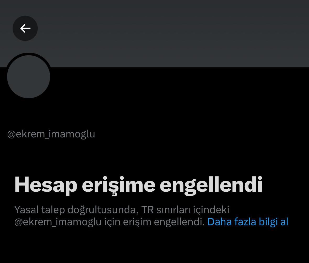 solcugazete60's tweet photo. #SONDAKİKA

Ekrem İmamoğlu'nun X hesabına Türkiye'de erişim engeli getirildi. https://t.co/3tqOKwIG6B
