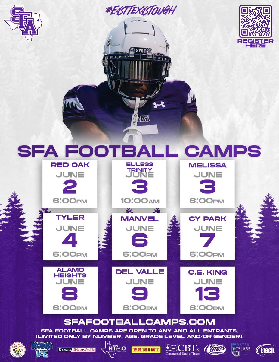 I want to thank <a href="/WestinStringer/">Westin Stringer</a> and <a href="/SFA_FBRecruit/">SFA Football Recruiting</a> for the invitation to attend their summer camp! Looking forward to the visit! <a href="/dctf/">Dave Campbell's — TexasFootball.com</a> <a href="/SR_scouting/">Scouting Report</a> <a href="/CoachGainesRec/">CG Recruiting</a> <a href="/TXTopTalent/">TX TOP TALENT</a> <a href="/TXRecruits/">Texas Recruits</a>