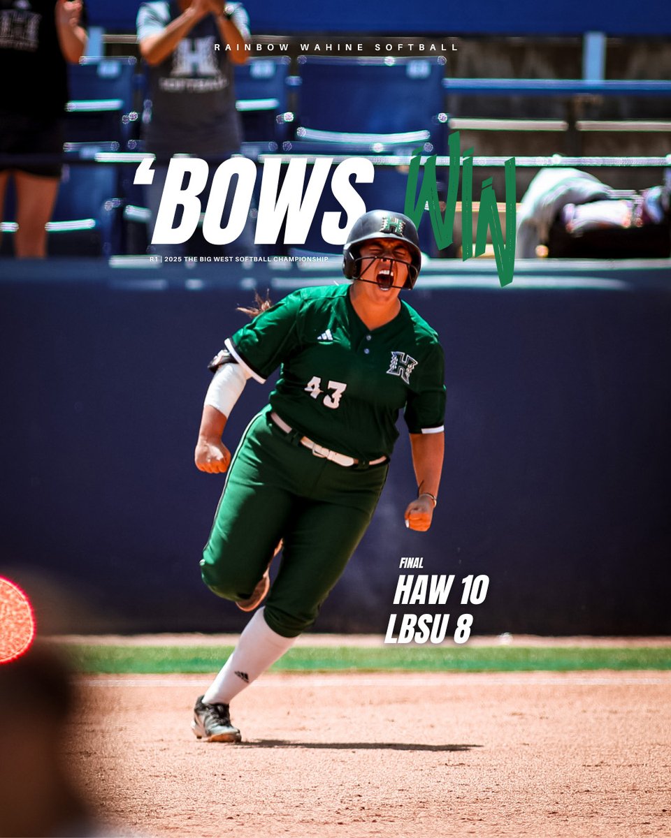 HawaiiSB's tweet photo. Moving on!! 💪

The 'Bows knock off the Beach to open the @BigWestSports Championship and advance to face Cal State Fullerton on Thursday at 1 p.m. PT (10 a.m. HT)

#GoBows #SISTAHHOOD https://t.co/KHXF1kiVVN