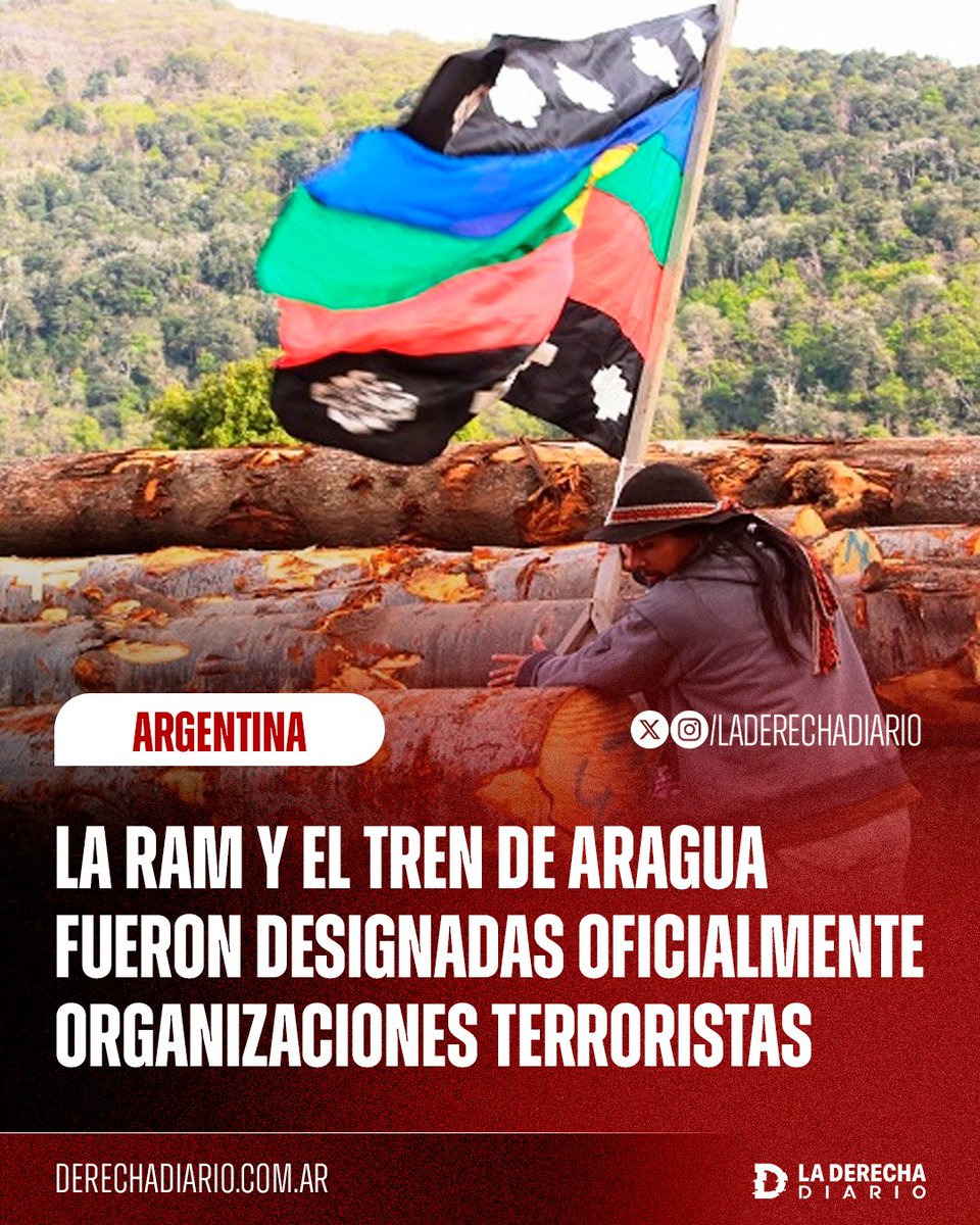 🚨🇦🇷🇨🇱🇻🇪 | El Gobierno de Milei designó oficialmente a la Resistencia Ancestral Mapuche y al Tren de Aragua venezolano como organizaciones terroristas en la Argentina.

Con esta medida, se le otorgan facultades a las Fuerzas de Seguridad y a la Inteligencia del país para