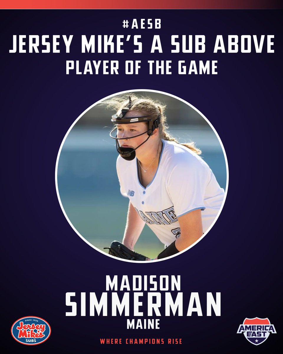 America East (@americaeast) on Twitter photo 6.0 IP, 3 Hits, 0 Runs, and a 1 K for Madison Simmerman helped give <a href="/Maine_Softball/">Maine Softball</a> the win over UMass Lowell. 6.0 IP, 3 Hits, 0 Runs, and a 1 K for Madison Simmerman helped give <a href="/Maine_Softball/">Maine Softball</a> the win over UMass Lowell.