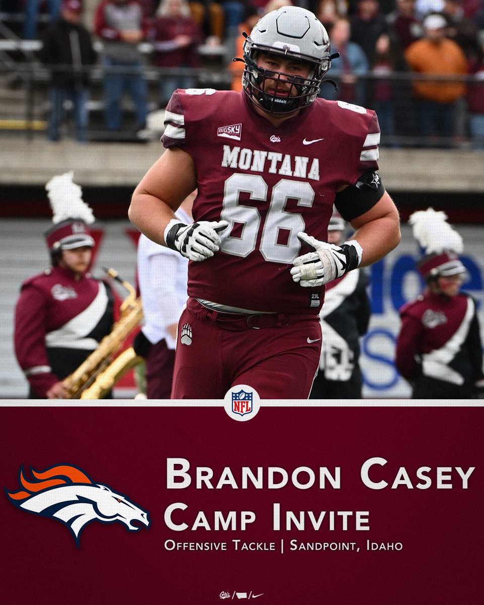 Montana Griz Football (@montanagrizfb) on Twitter photo ๐ฎ๐๐๐
๐ณ๐๐๐ to <a href="/BCasey60/">Brandon Casey</a> at this week's <a href="/Broncos/">Denver Broncos</a> camp!
Keep grinding! ๐ช
#GoGriz / #NextLevelGriz ๐ฎ๐๐๐
๐ณ๐๐๐ to <a href="/BCasey60/">Brandon Casey</a> at this week's <a href="/Broncos/">Denver Broncos</a> camp!
Keep grinding! ๐ช
#GoGriz / #NextLevelGriz