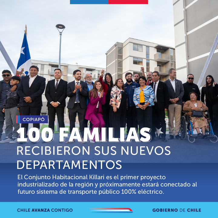 🙌 ¡Hoy las familias del conjunto Killari comienzan una nueva vida!

El Presidente Gabriel Boric junto a los ministro Carlos Montes y Juan Carlos Muñoz inauguraron este proyecto 💯% industrializado. Una tecnología que permite construir más rápido y con mayor control de calidad 🏘️