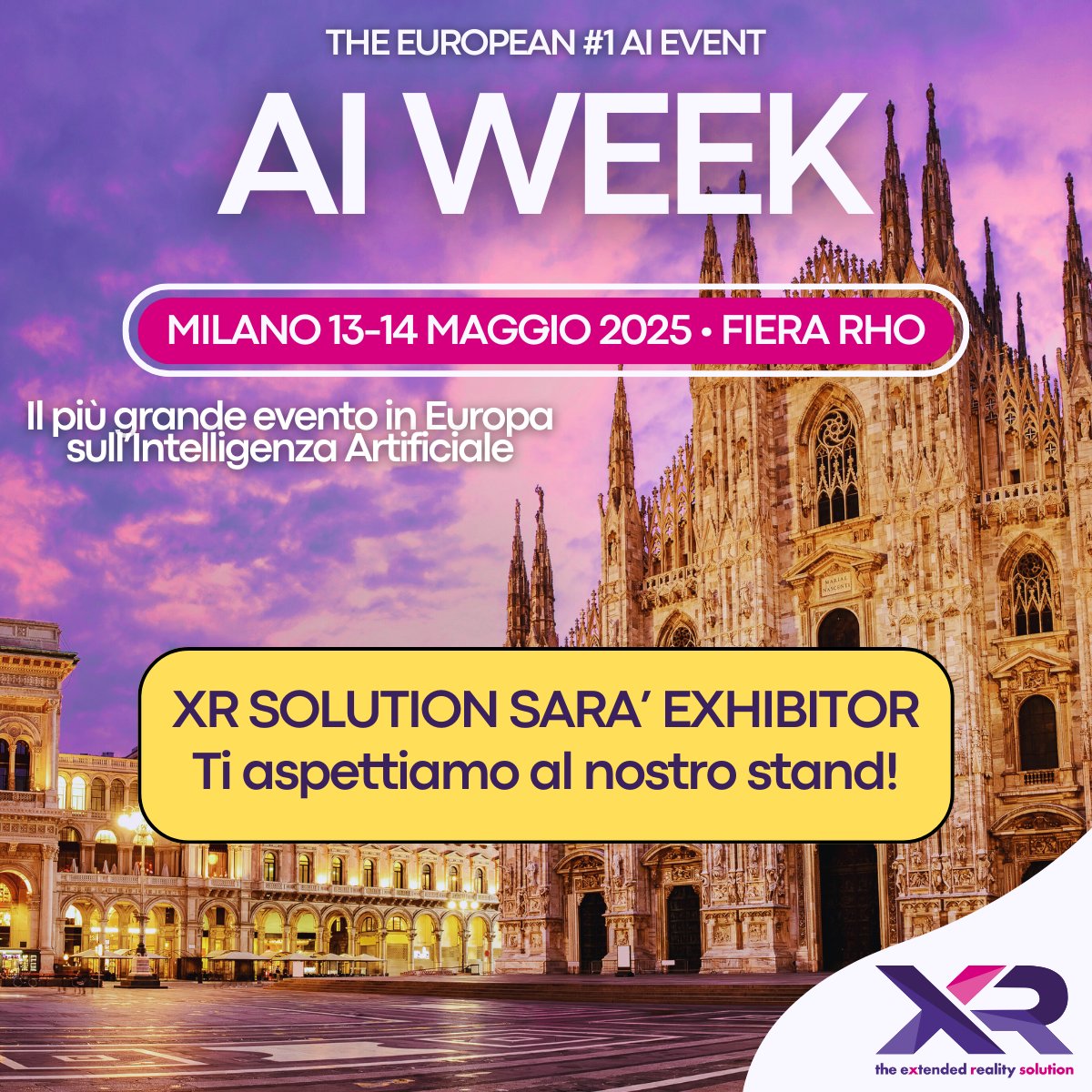 xrsolution's tweet photo. 🚀 𝗫𝗥 𝗦𝗢𝗟𝗨𝗧𝗜𝗢𝗡 𝘀𝗯𝗮𝗿𝗰𝗮 𝗮 𝗠𝗶𝗹𝗮𝗻𝗼 𝗽𝗲𝗿 𝗹’𝗔𝗜 𝗪𝗘𝗘𝗞 𝟮𝟬𝟮𝟱!
 📍13-14 Maggio | MILANO Rho Fiera
 🎯 THE EUROPEAN #1 AI EVENT

Siamo entusiasti di annunciare che saremo Exhibitor all'AI WEEK la più grande manifestazione europea dedicata all’#AI! 🚀🚀 https://t.co/UW3vc8csRI