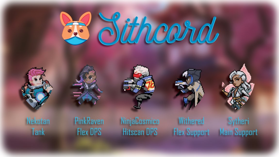 Sithcord (@sithcord) on Twitter photo Introducing our starting lineup for the 25’ Calling All Heroes Spring Season
<a href="/MsCatgirl_gf/">ルル || Lulu ⋆˙⟡🐾</a> as Tank
<a href="/PinkRaven_ow/">PinkRaven</a> as Flex DPS
<a href="/NinjaCosmico_/">Kim ˖°🦇ִ ࣪𖤐 (ninjacosmico)</a> as HSDPS
<a href="/Witheredfool/">Daisy Holt</a> as Flex Support
<a href="/sytherii_/">sytheri</a> as Main Support Introducing our starting lineup for the 25’ Calling All Heroes Spring Season
<a href="/MsCatgirl_gf/">ルル || Lulu ⋆˙⟡🐾</a> as Tank
<a href="/PinkRaven_ow/">PinkRaven</a> as Flex DPS
<a href="/NinjaCosmico_/">Kim ˖°🦇ִ ࣪𖤐 (ninjacosmico)</a> as HSDPS
<a href="/Witheredfool/">Daisy Holt</a> as Flex Support
<a href="/sytherii_/">sytheri</a> as Main Support