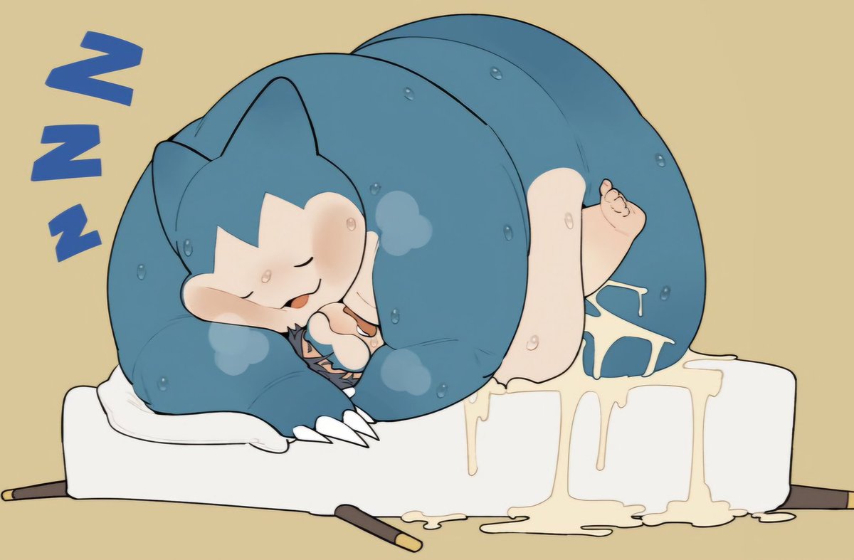 Shh~.. Snorlax porfin se durmió... Creo que necesita una nueva almohada para abrazarla antes de dormir~💦💤