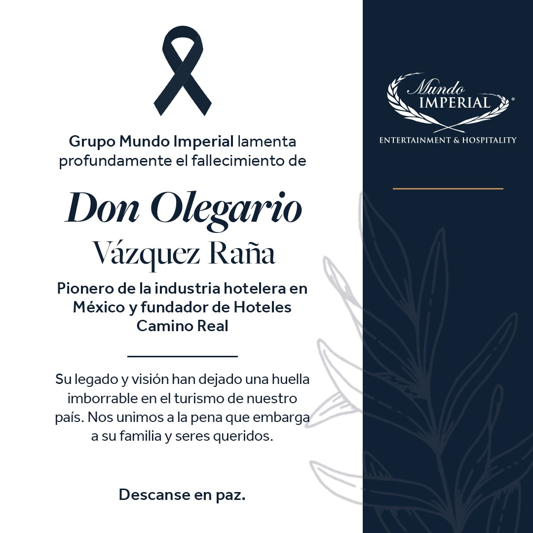 Con profundo respeto, Grupo Mundo Imperial lamenta el fallecimiento de la Sra. María Antonieta Sánchez Alvarado, madre de nuestra colega Toni Gámez. 

Acompañamos a su familia en este difícil momento y les expresamos nuestras más sinceras condolencias. 

Descanse en paz.
