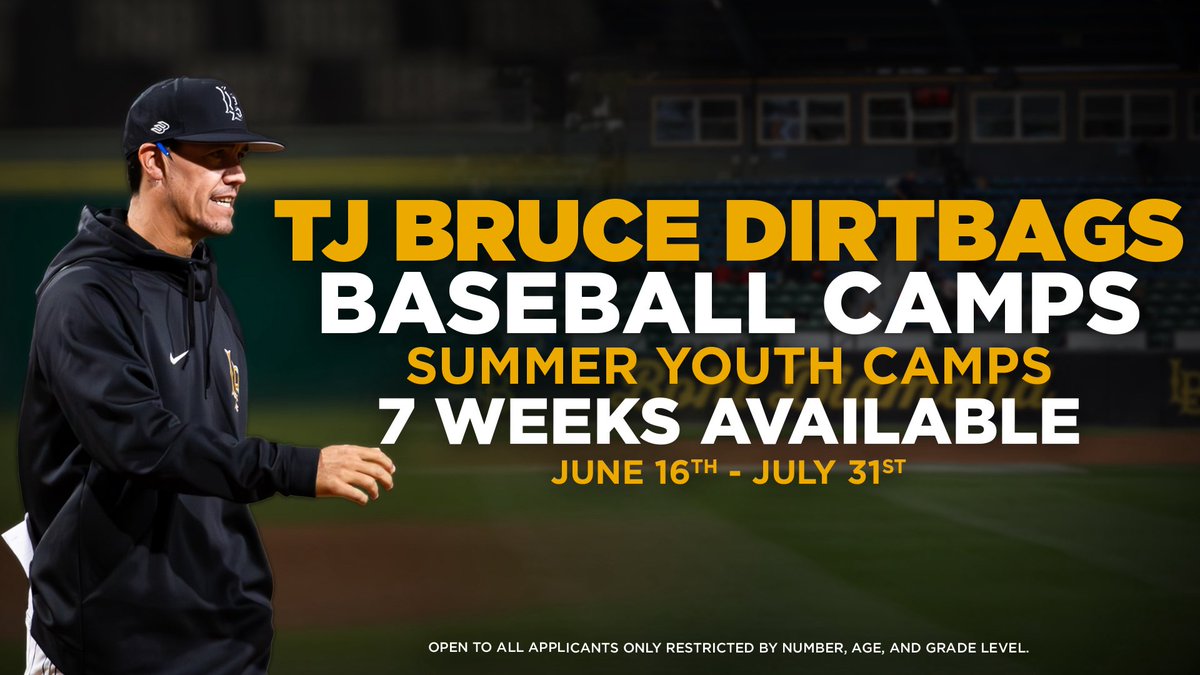 Summer Youth Camps are open and are right around the corner!

Come learn how to play the Dirtbag way.

Register here: info.collegebaseballcamps.com/dirtbagsbaseba…