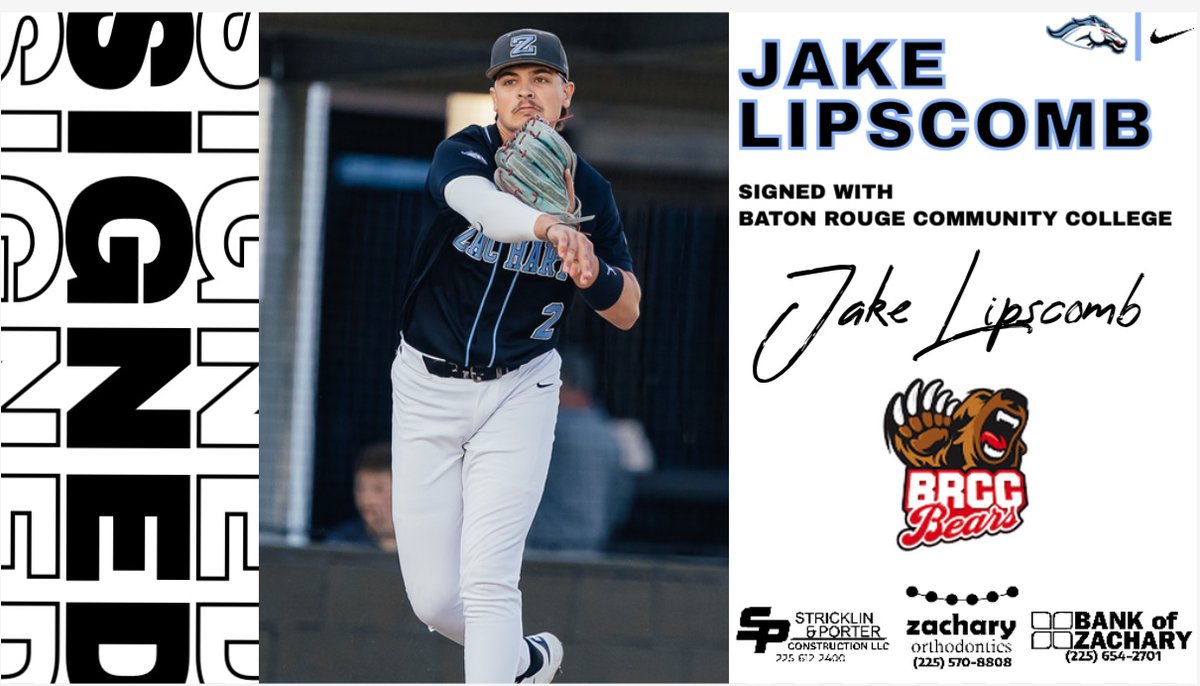 Zachary Baseball (@_zhsbaseball) on Twitter photo A big shoutout and congratulations to Jake Lipscomb for signing with BRCC today! #ItsAllAboutTheZ A big shoutout and congratulations to Jake Lipscomb for signing with BRCC today! #ItsAllAboutTheZ