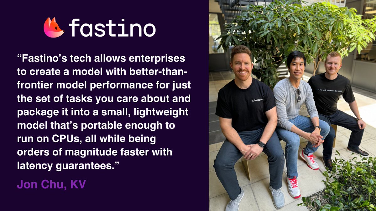 Thrilled to join you on this adventure, <a href="/fastinoAI/">Fastino</a>! 🦊 <a href="/heyjchu/">Jon Chu // Khosla Ventures</a> 

techcrunch.com/2025/05/07/fas…
