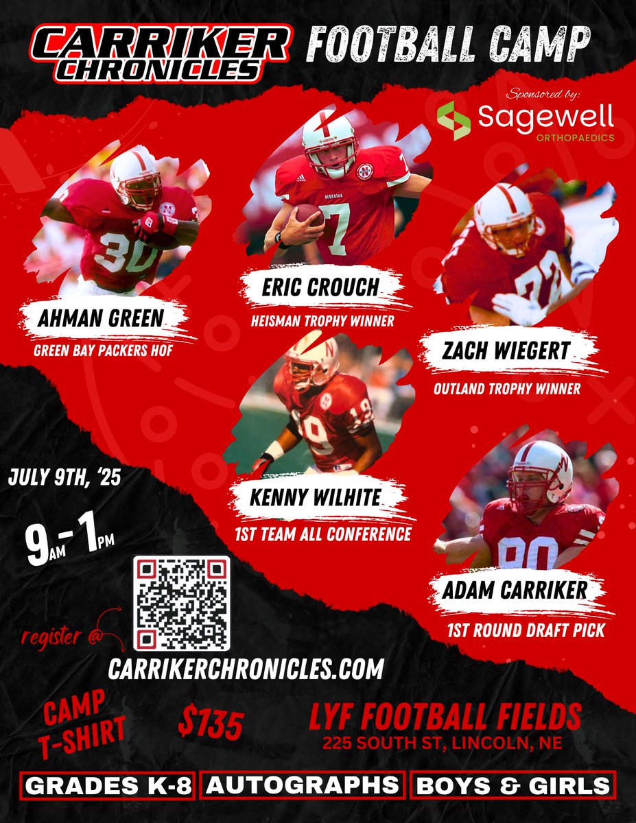 Adam Carriker (@adamcarriker94) on Twitter photo The Camp that’s for the kids! The inaugural Carriker Chronicles football camp coaches have been finalized.
The Camp will officially feature @CrouchEric, <a href="/AhmanGreen30/">Ahman Green NFL legend/Head Coach/Gamer</a>, Zach Wiegert, @CoachWilhite & yours truly. I hope everyone has a blast!
Register here: bit.ly/4iDnlDL The Camp that’s for the kids! The inaugural Carriker Chronicles football camp coaches have been finalized.
The Camp will officially feature @CrouchEric, <a href="/AhmanGreen30/">Ahman Green NFL legend/Head Coach/Gamer</a>, Zach Wiegert, @CoachWilhite & yours truly. I hope everyone has a blast!
Register here: bit.ly/4iDnlDL