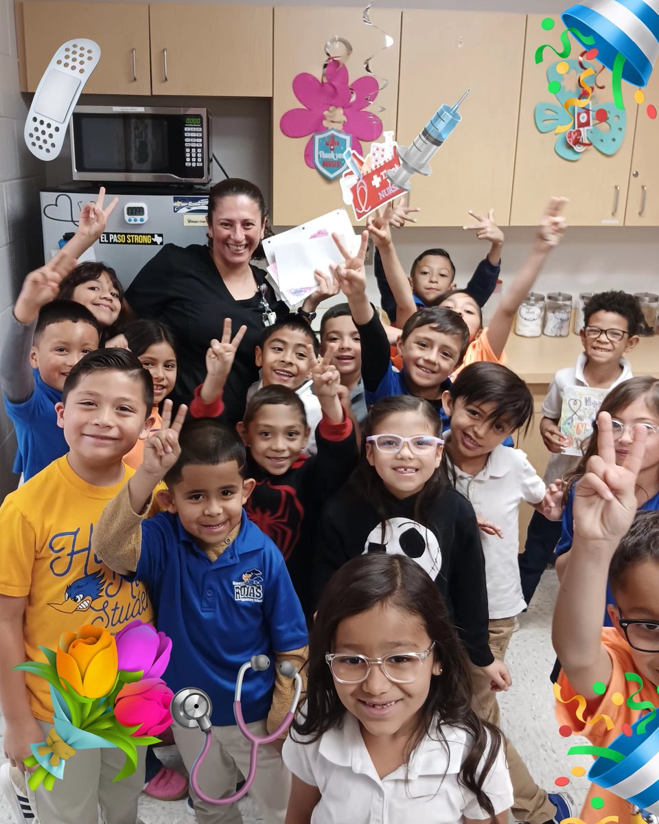 Roja's 1st Graders delivering - Thank You- letters to our Amazing Nurse Loya. Thank you for all you do for the kiddos. 💙🩺🩹💉#TeamSISD #BeaksUp
