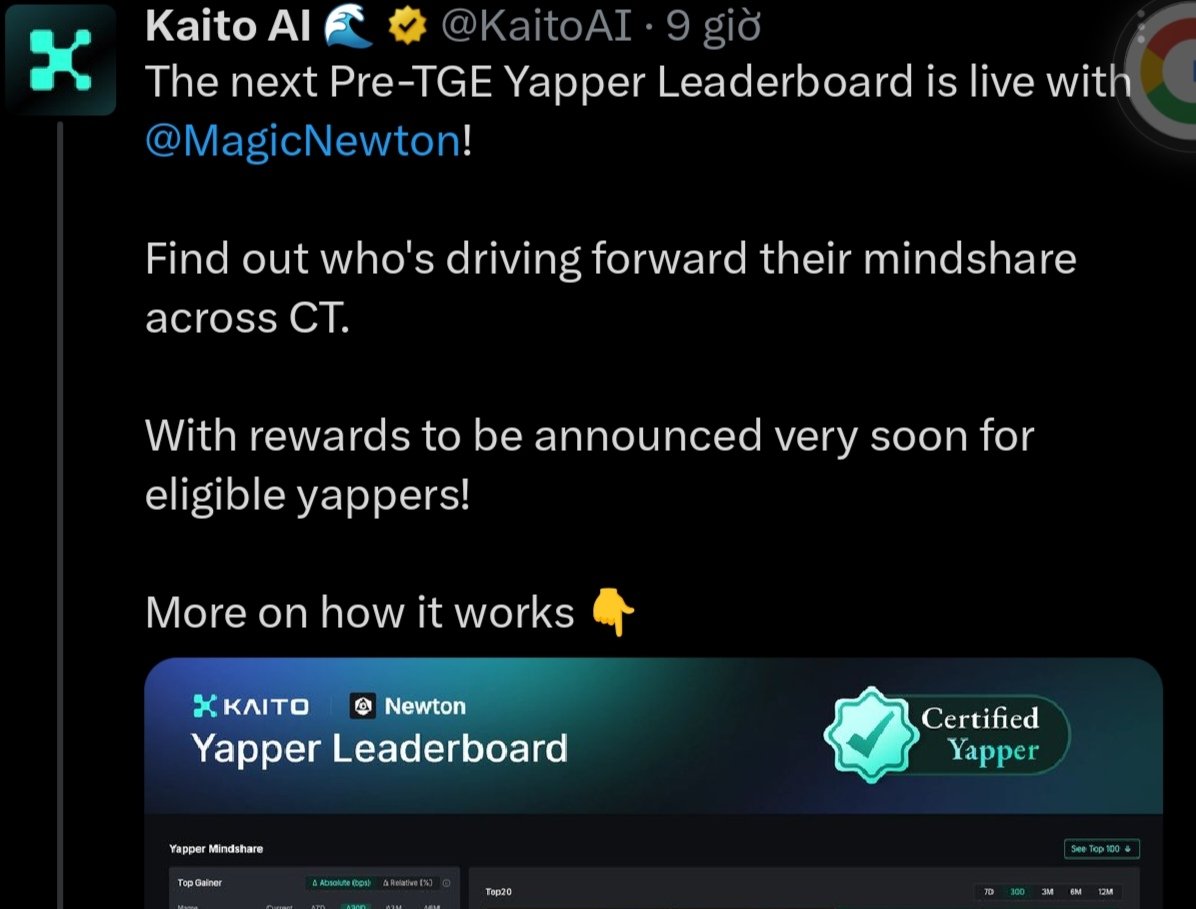 Một bước đi chiến lược: Việc Magic Newton Foundation chủ động phân bổ một lượng đáng kể nguồn cung NEWT (0,75%) cho các nhiệm vụ do Kaito đưa ra cho thấy một tầm nhìn chiến lược rõ ràng. Họ nhận ra sức mạnh cộng đồng và khả năng lan tỏa của Kaito trong