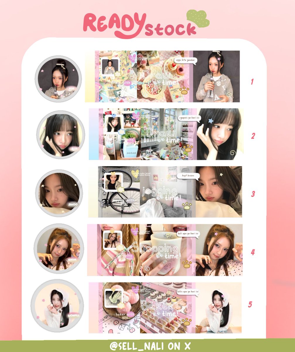 sell_nali's tweet image. -&amp;gt; re-post will be appreciate 💗

hewoo, mina ngebawa layout ready stock dari catalog milku, ada kya, haum kiikii, rei ive, jiwoo h2h, wonhee dan ruka. Di take via dm yaw 🍥☀️

#zonauang #zonaba