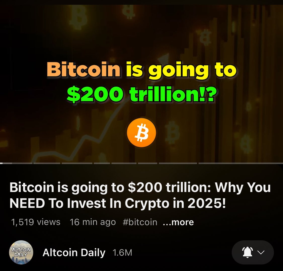 Does this mean that each of my #Bitcoins is going to be worth $200 Trillion!!!!! Wow me using one to buy a pizza now seems really foolish 🤪