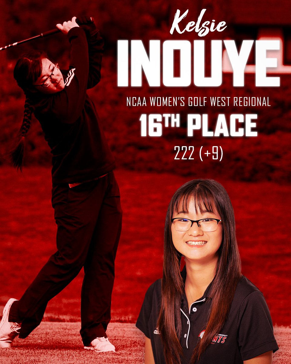 Saint Martin's Saints (@smusaints) on Twitter photo A historic finish to a historic season!
Kelsie Inouye of <a href="/SMUSaints_WGOLF/">Saint Martin’s Women’s Golf</a> finishes tied for 16th in the NCAA Division II West Regional with a final mark of 222 (+9) in one of her best performances of the 2024-2025 season!
#SaintsStrong 🗡️ / ⛳️ A historic finish to a historic season!
Kelsie Inouye of <a href="/SMUSaints_WGOLF/">Saint Martin’s Women’s Golf</a> finishes tied for 16th in the NCAA Division II West Regional with a final mark of 222 (+9) in one of her best performances of the 2024-2025 season!
#SaintsStrong 🗡️ / ⛳️