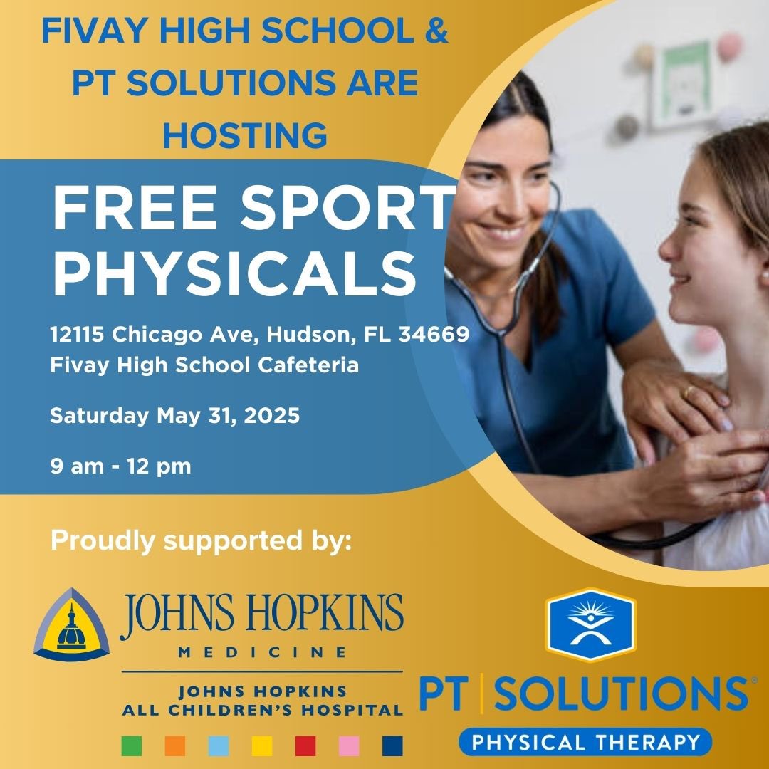 Angeline Academy of Innovation Athletics (@aai_athletics) on Twitter photo 🏥FREE PHYSICALS🏥
5/31/2025 from 9:00AM-12:00PM @ Fivay High School
6/7/2025 from 8:00AM-12:00PM @ Pasco Middle School
6/28/2025 from 8:30AM-12:00PM @ FMC-OH (2352 Bruce B Downs Blvd Wesley Chapel, FL 33544)
<a href="/PascoCoSports/">Pasco County Sports</a> 🏥FREE PHYSICALS🏥
5/31/2025 from 9:00AM-12:00PM @ Fivay High School
6/7/2025 from 8:00AM-12:00PM @ Pasco Middle School
6/28/2025 from 8:30AM-12:00PM @ FMC-OH (2352 Bruce B Downs Blvd Wesley Chapel, FL 33544)
<a href="/PascoCoSports/">Pasco County Sports</a>